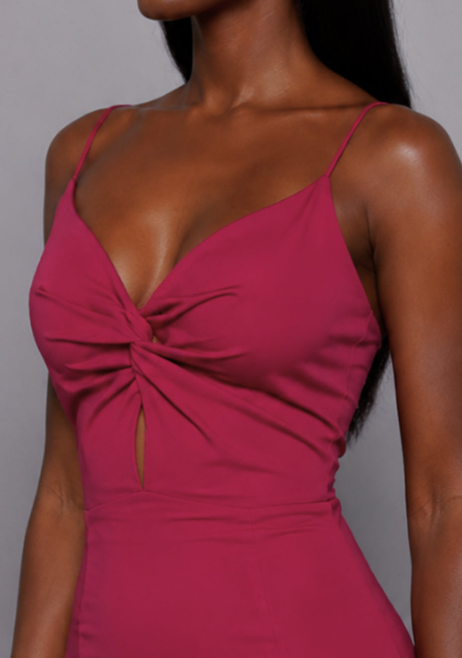 Maggie | Sweetheart Neckline Raspberry Maxi Dress