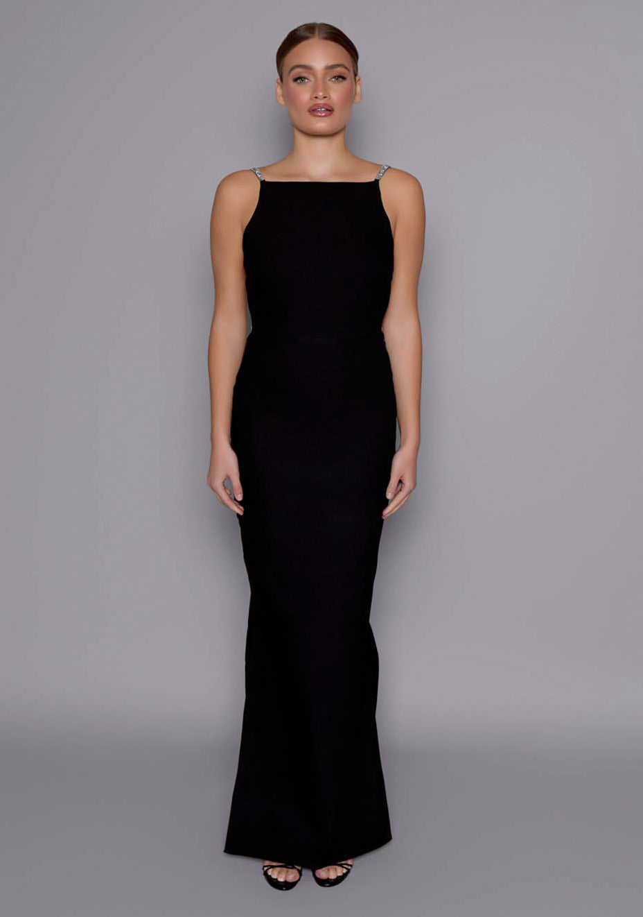 Alba | Open Back Black Maxi Dress