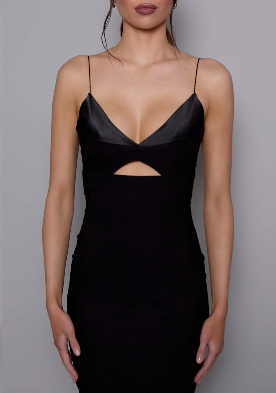 Angelina | Strappy Cut Out Black Midaxi Dress