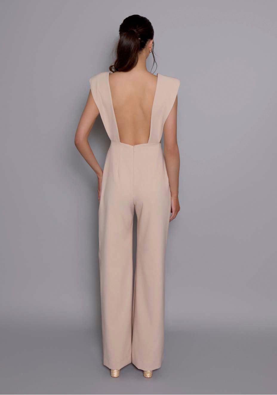 Bronte | Open Back Stone Jumpsuit