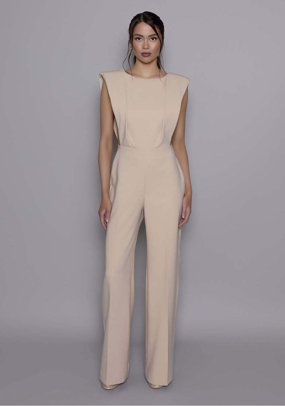 Bronte | Open Back Stone Jumpsuit