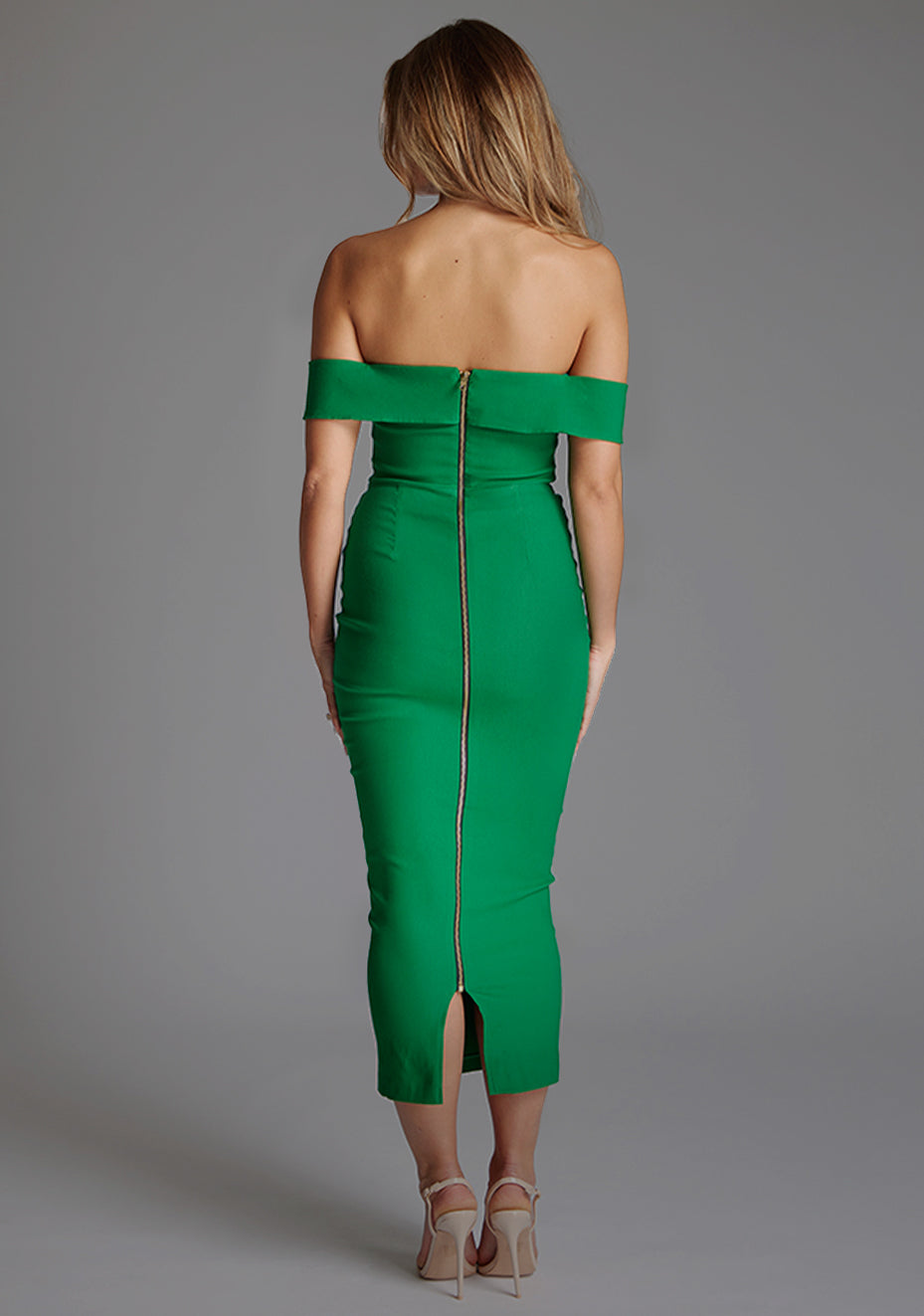 Daphne | Bardot Cut Out Emerald Green Midaxi Dress