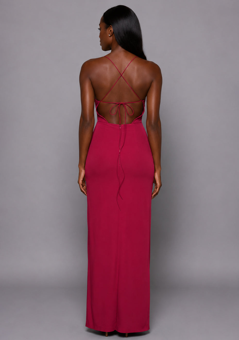 Maggie | Sweetheart Neckline Raspberry Maxi Dress