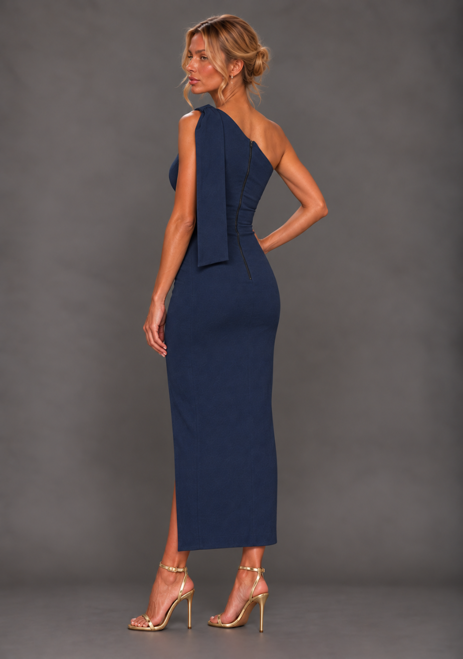 Odette | One Shoulder Navy Midaxi Dress