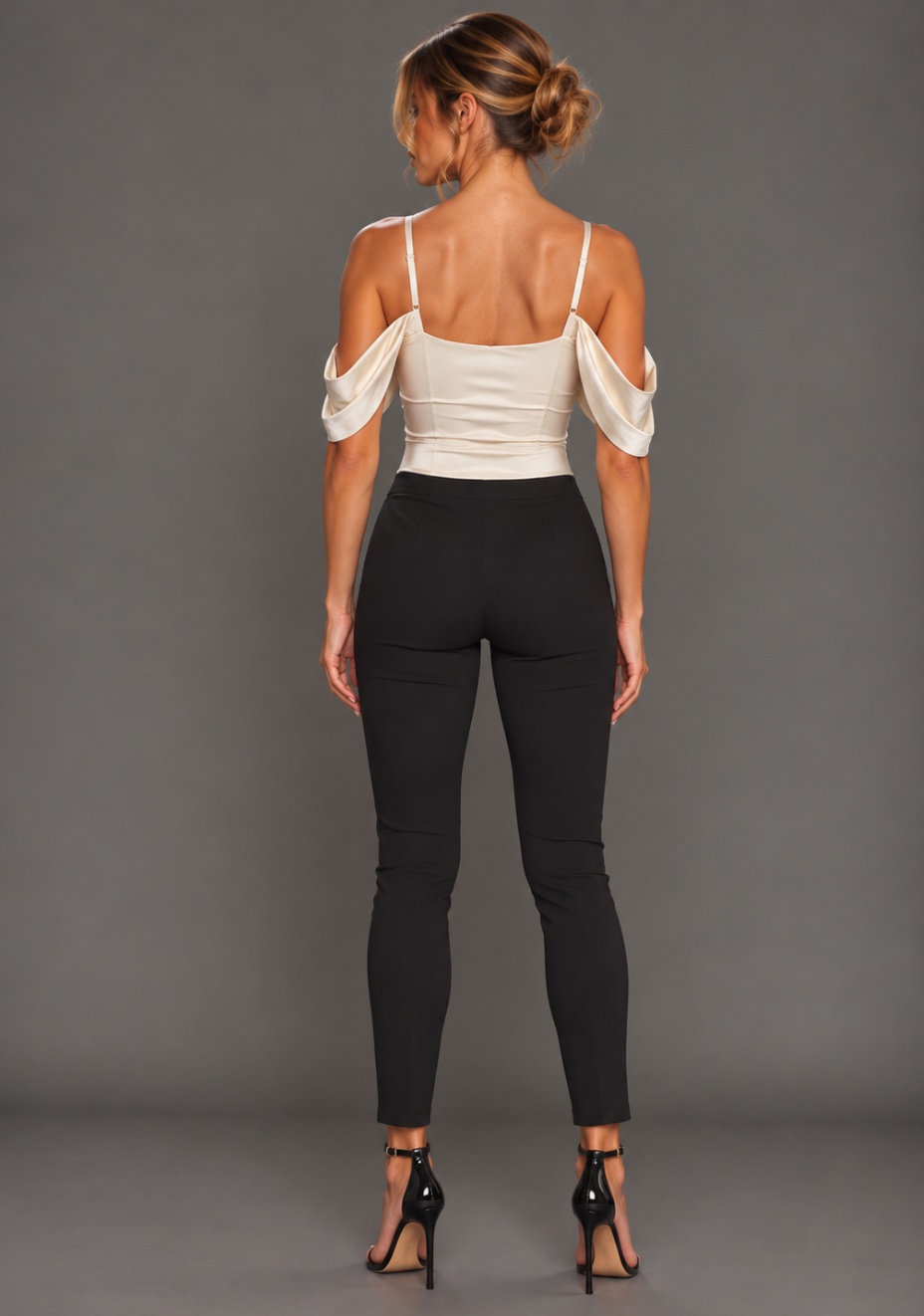 Amber | Bardot Satin Cream Top