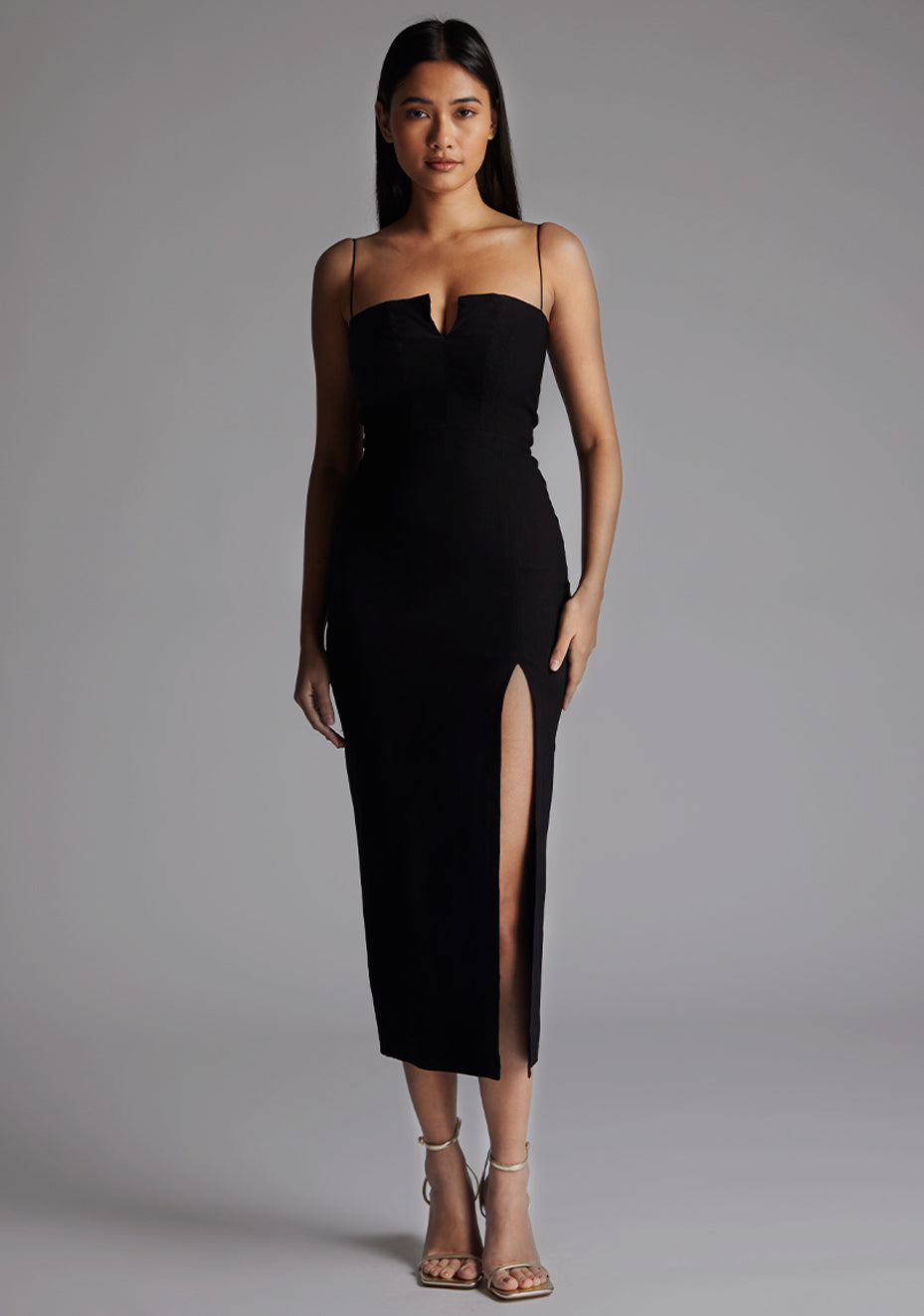 Adeline | Cut Out Black Midaxi Dress