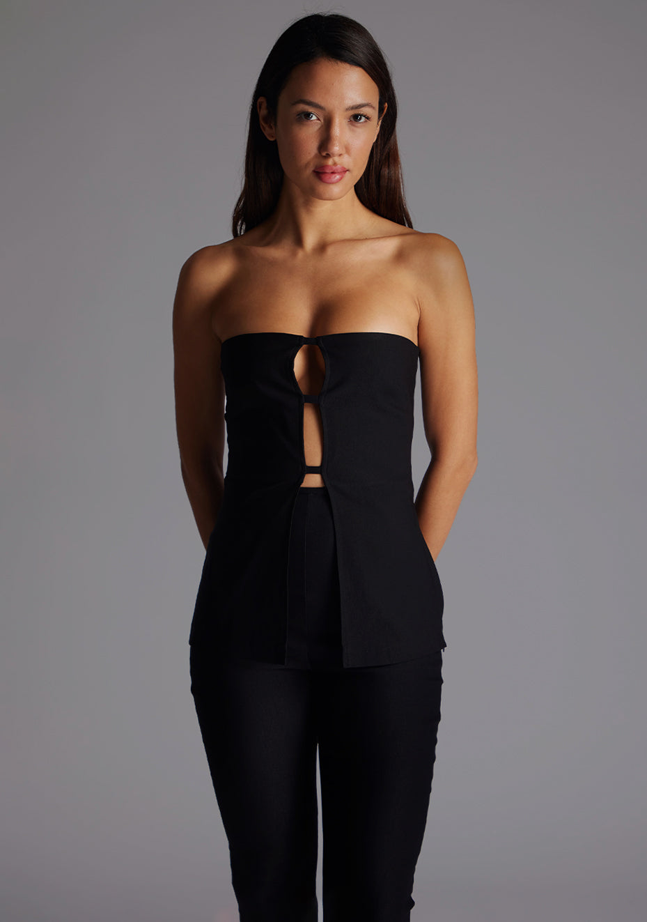Augusta | Bandeau Black Longline Top