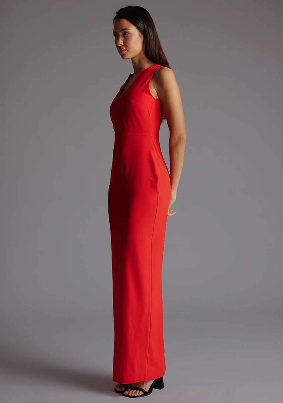Azalea | V-Neckline Red Maxi Dress