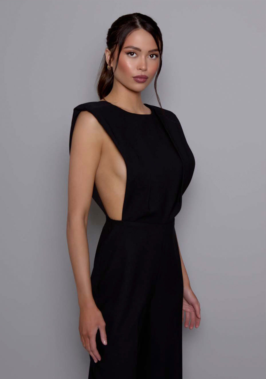 Bronte | Open Back Black Jumpsuit