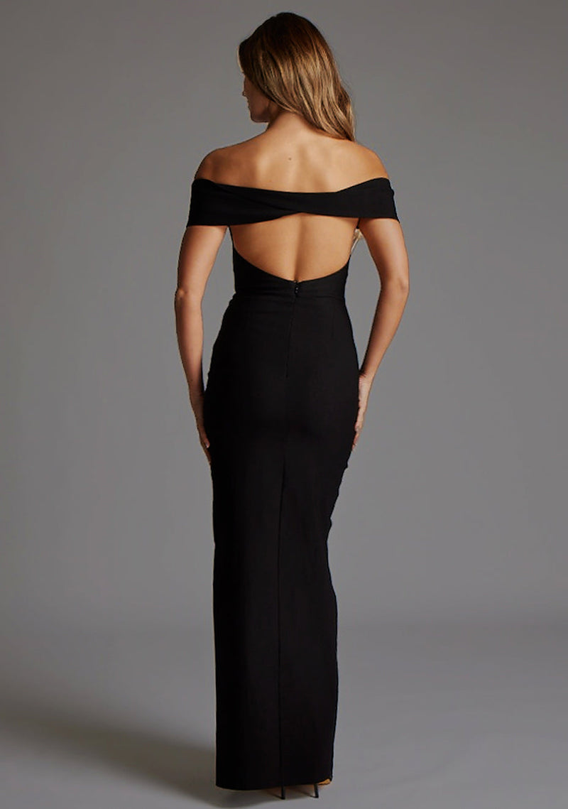 bardot backless dress Delta | Low Back Maxi - Black Scarlett Dark Green Backless SEASON-SUMMER Size:US10/UK14/EU42 allowing you to transition