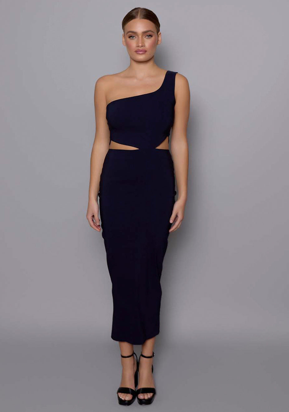 Eliza | One Shoulder Cut Out Navy Midaxi Dress
