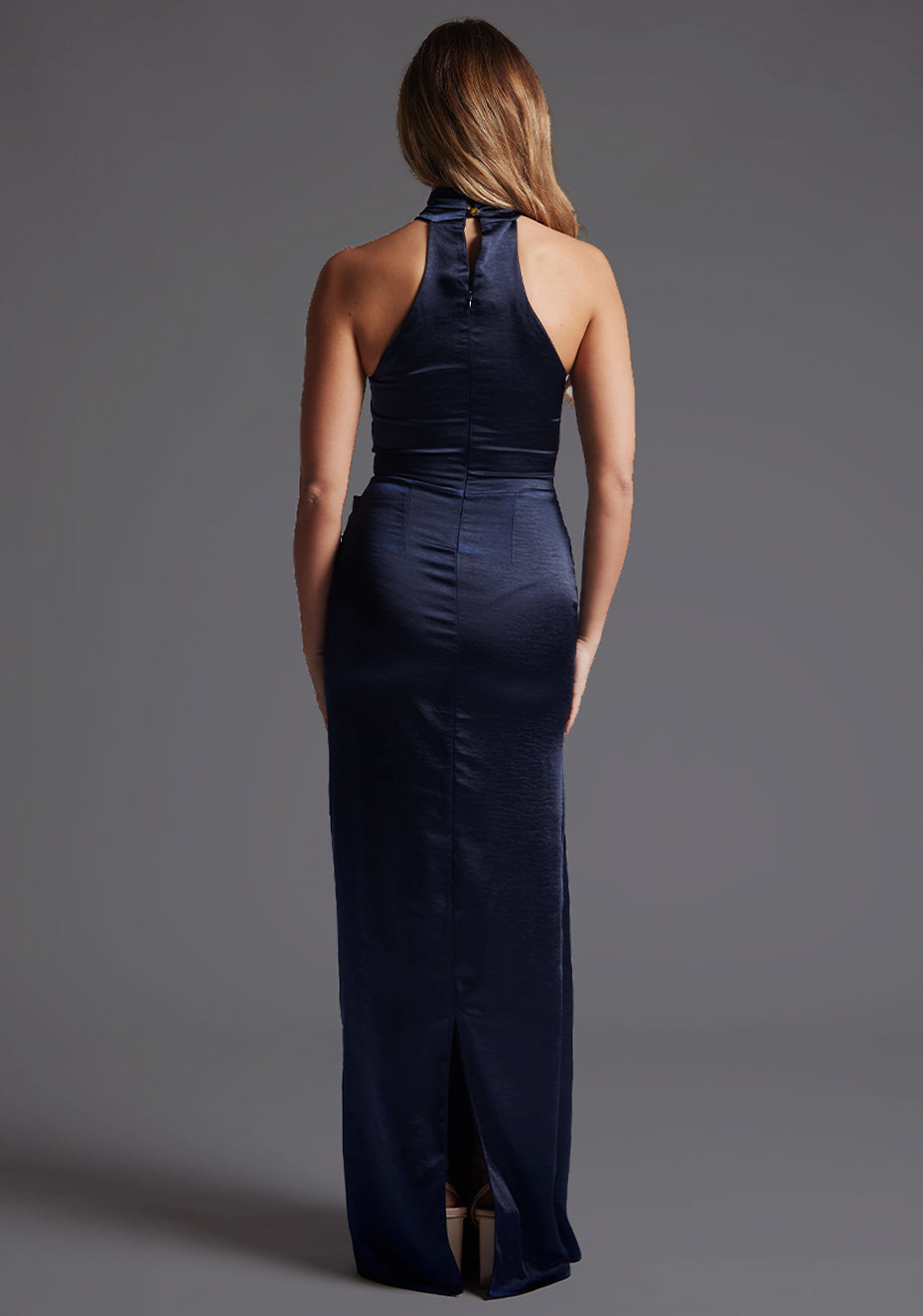 Lake | Halter Neckline Navy Maxi Dress