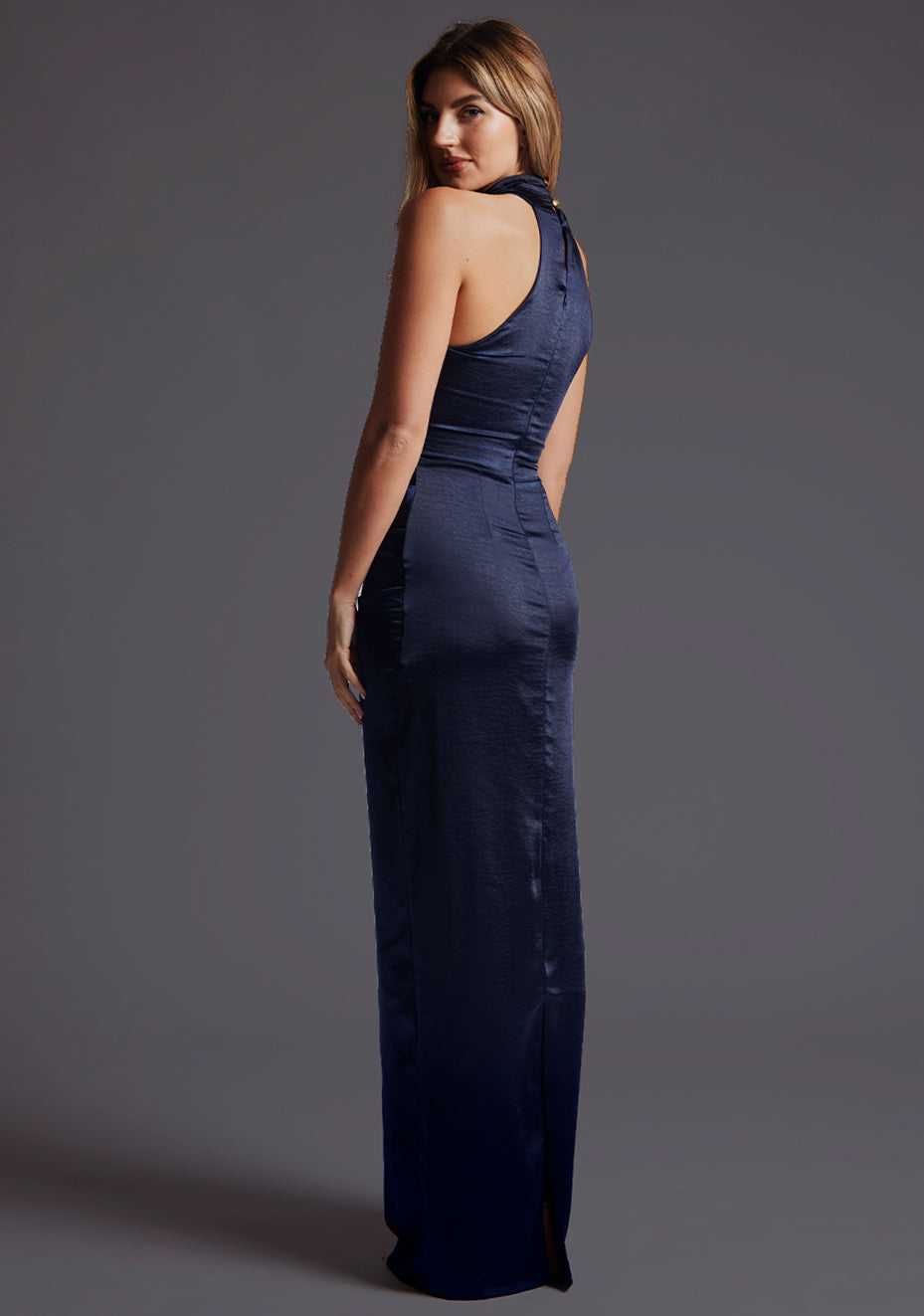 Lake | Halter Neckline Navy Maxi Dress