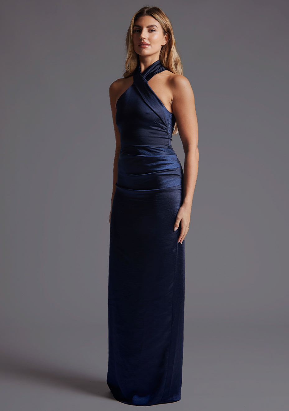 Lake | Halter Neckline Navy Maxi Dress