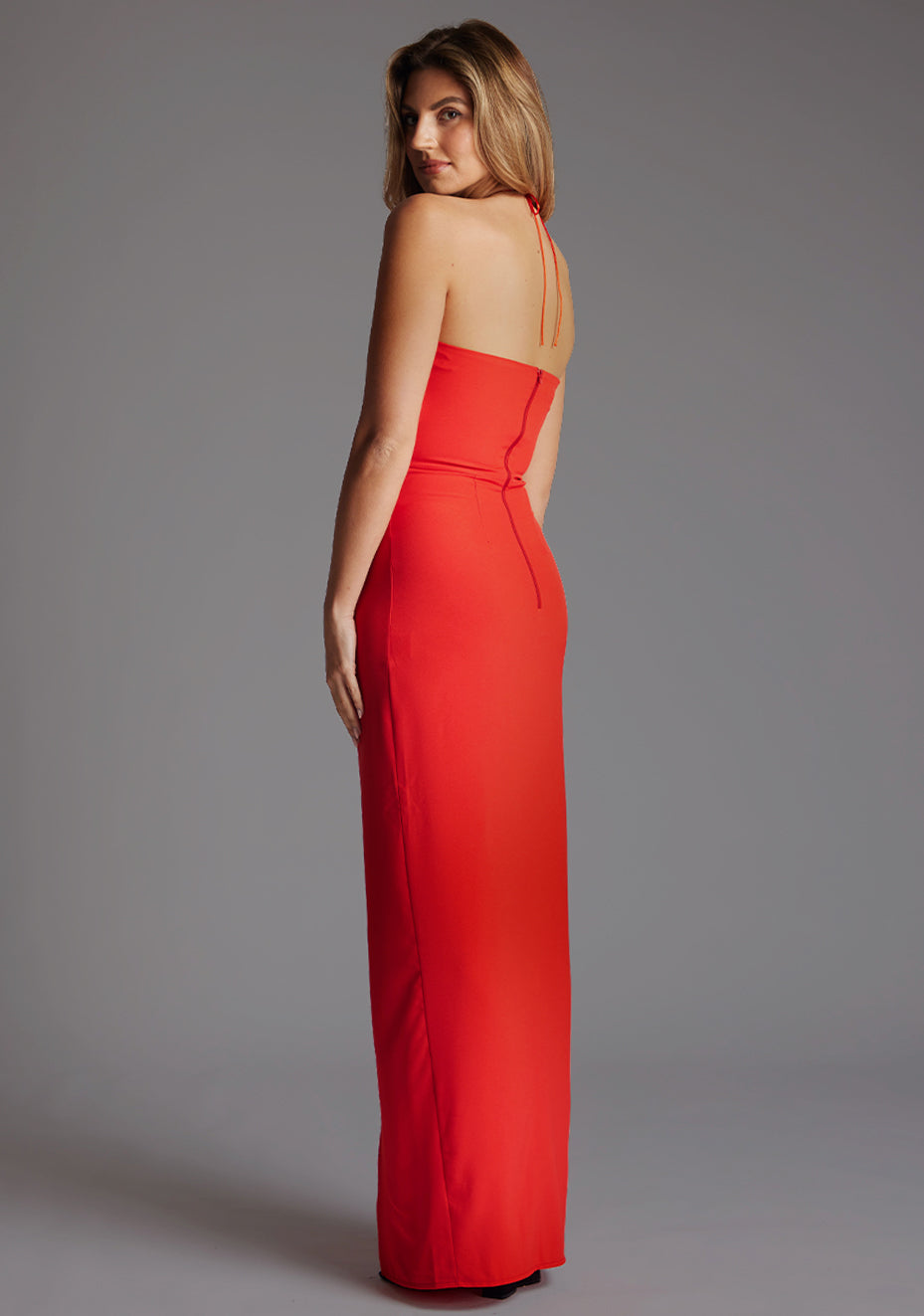 Sadie | Halter Neck Red Maxi Dress
