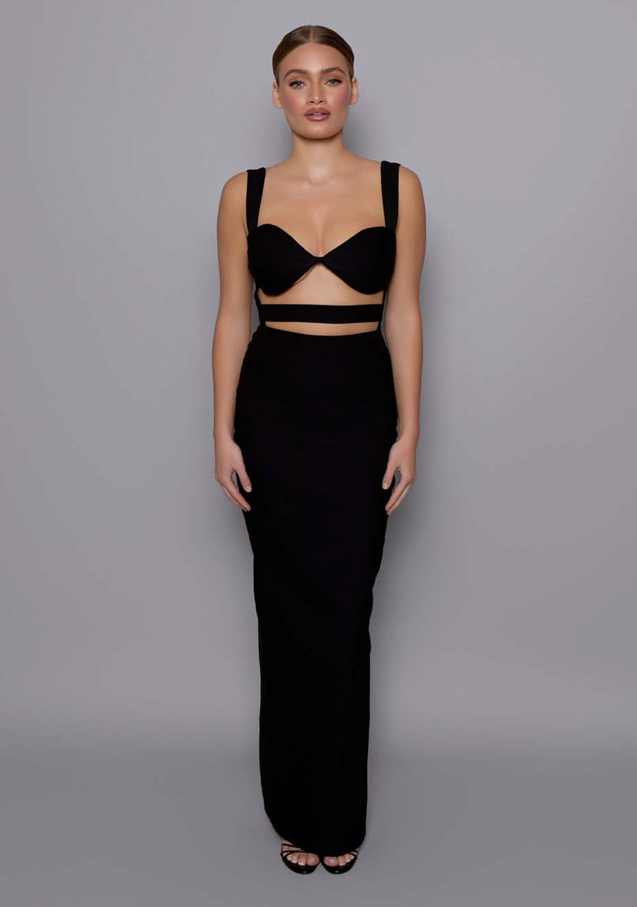 Solene | Cut Out Black Maxi Dress