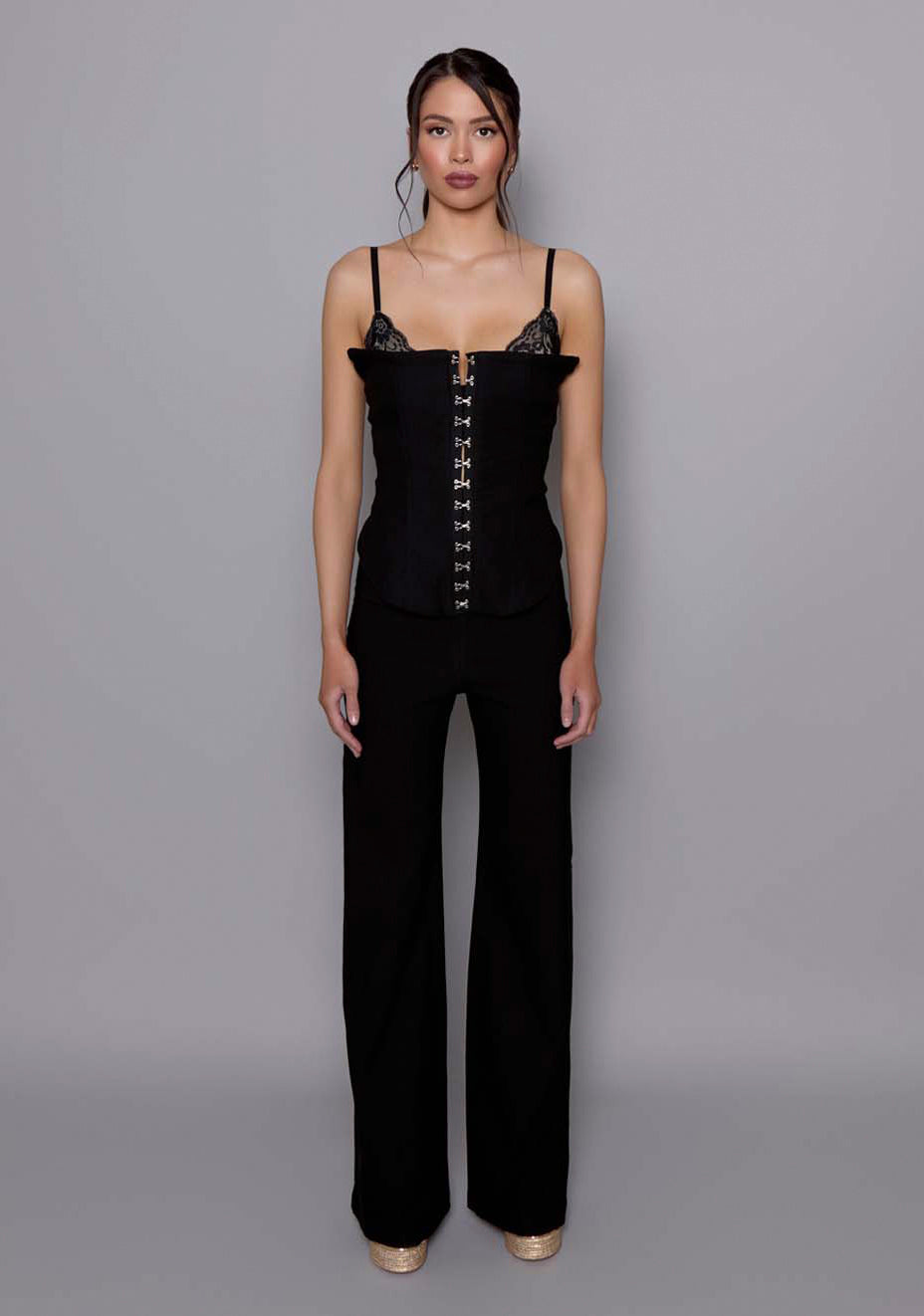 Tyra | Wide Leg Black Tailored Pants
